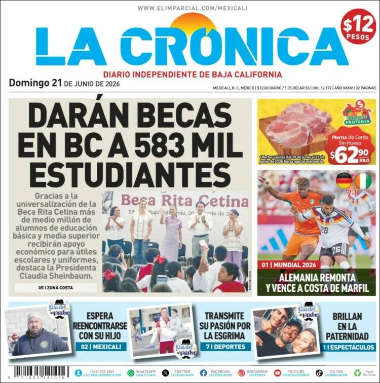 Portada de La Crónica de Baja California (M&eacute;xico)