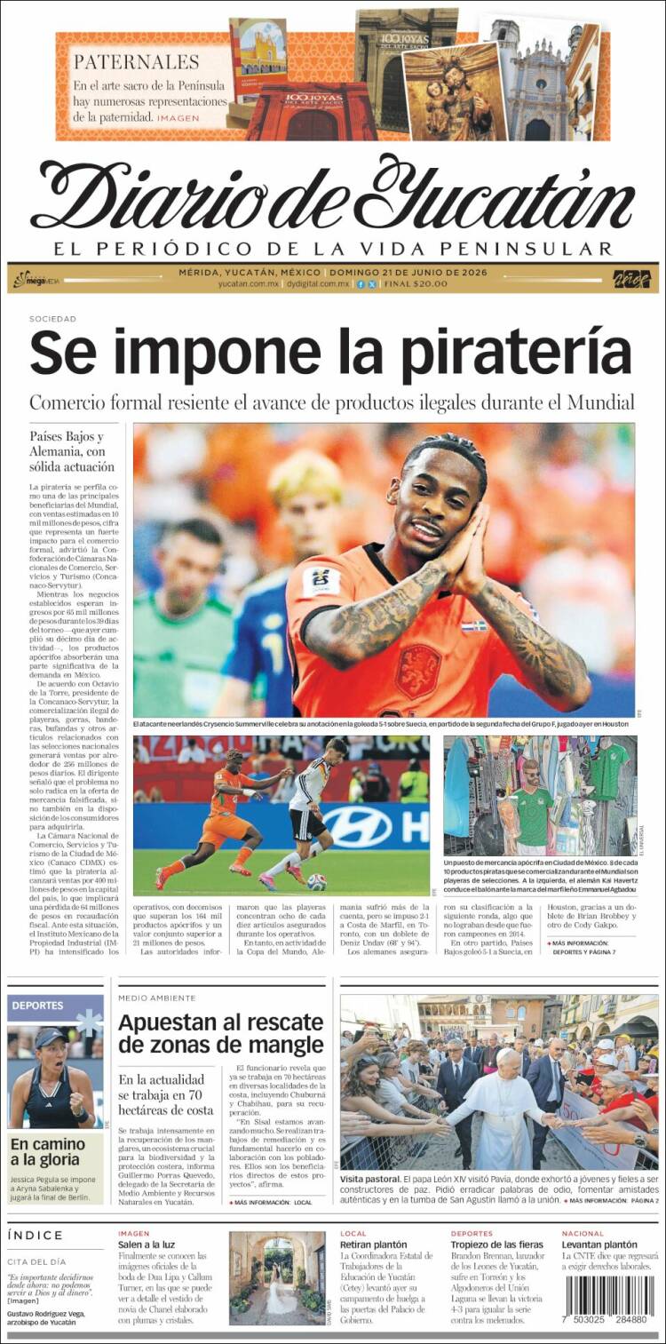 Portada de Diario de Yucatán (M&eacute;xico)