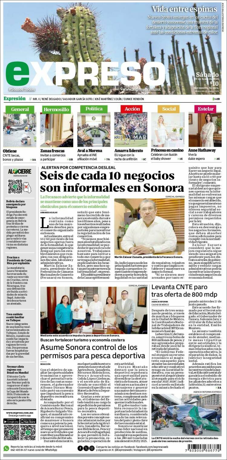 Portada de Expreso (M&eacute;xico)