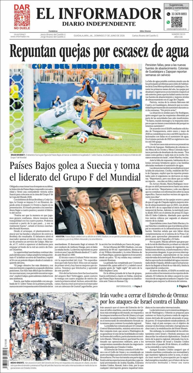 Portada de El Informador (M&eacute;xico)