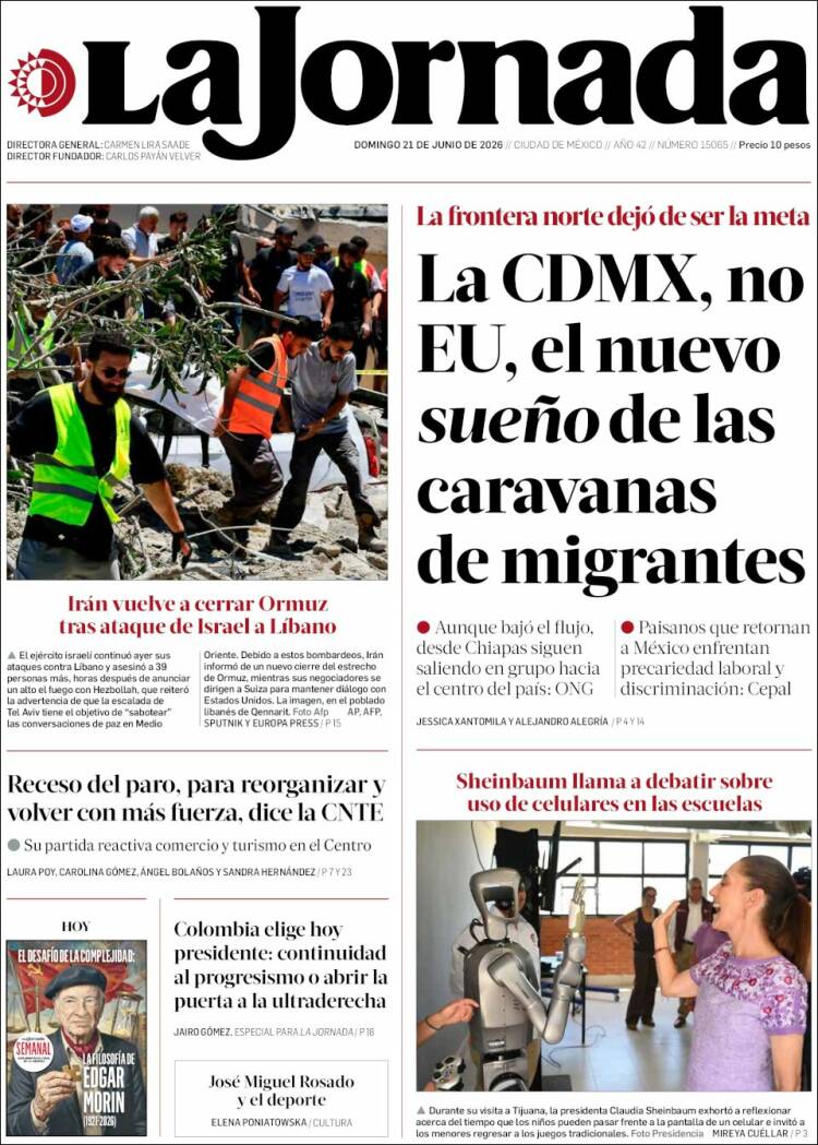 Portada de La Jornada (M&eacute;xico)