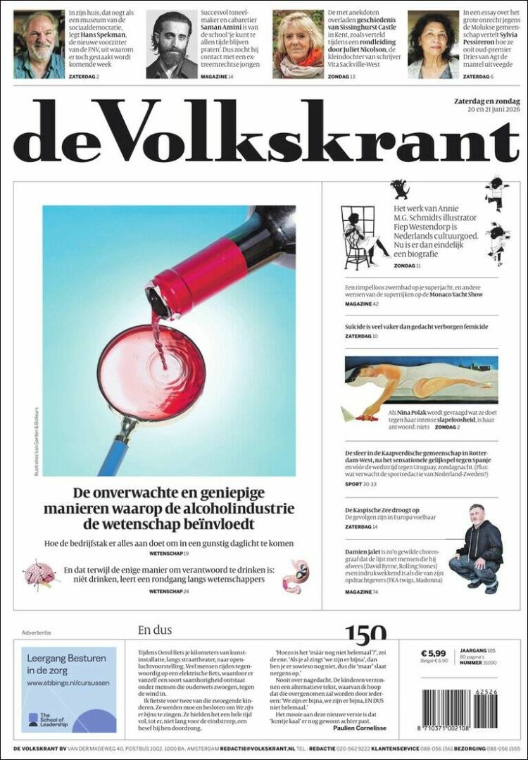 Portada de De Volkskrant (Pa&iacute;ses Bajos)