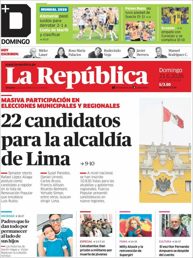 Portada de La Republica (Per&uacute;)