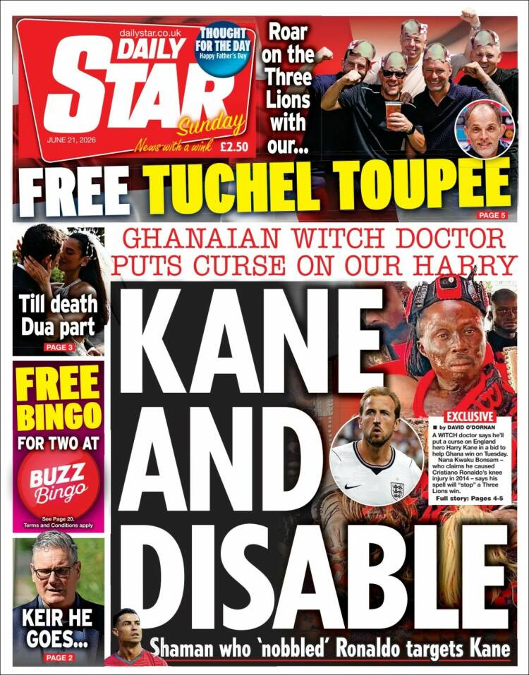 Portada de Daily Star (Reino Unido)