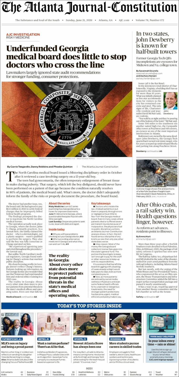 Portada de The Atlanta Journal-Constitution (USA)