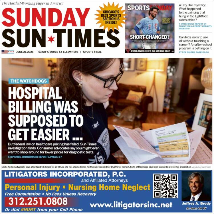 Portada de Chicago Sun-Times (USA)