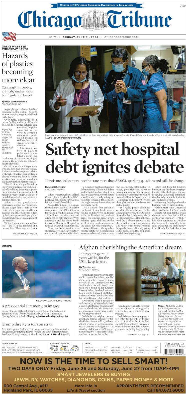 Portada de Chicago Tribune (USA)