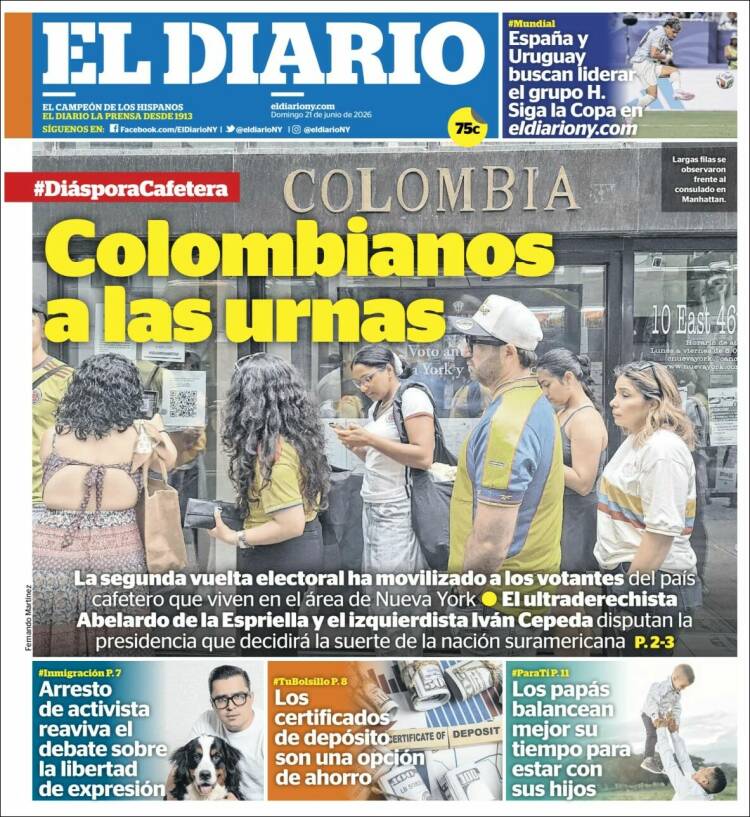 Portada de El Diario NY (USA)