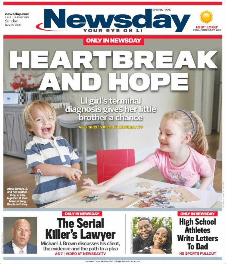 Portada de Newsday (USA)