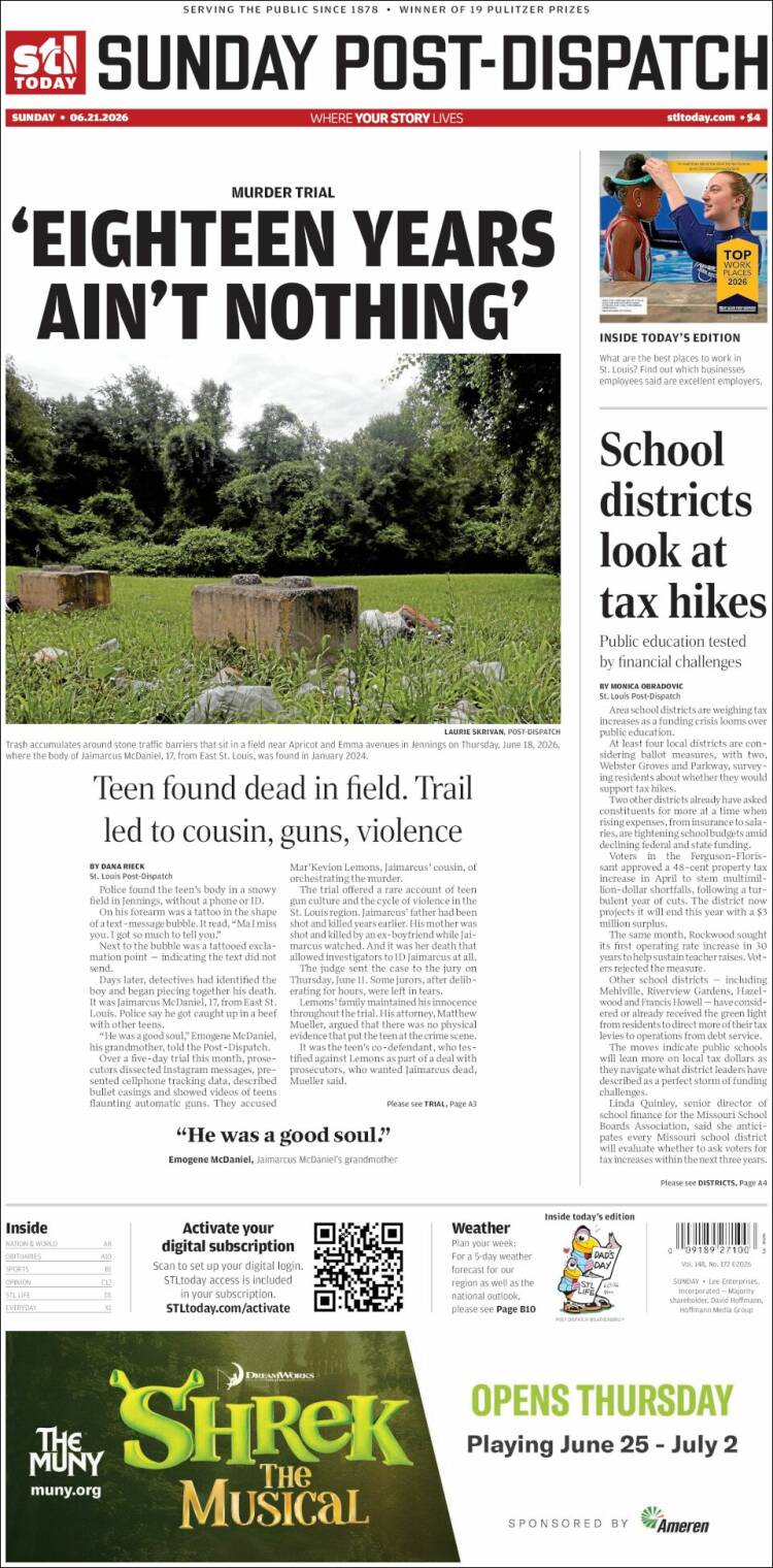 Portada de St. Louis Post-Dispatch (USA)