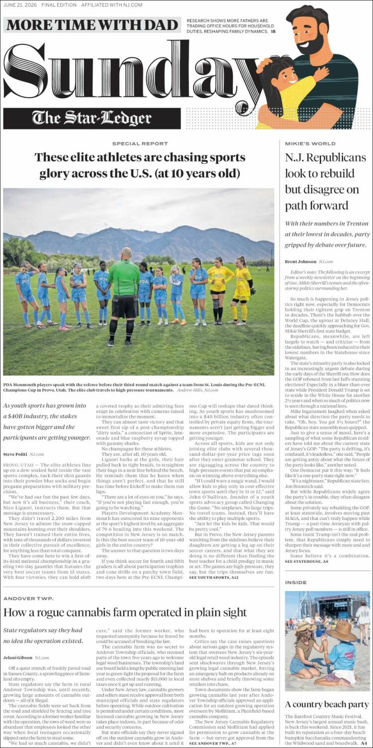 Portada de Star-Ledger (USA)