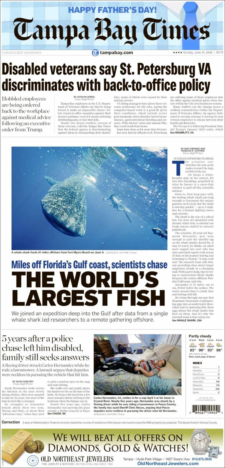 Portada de Tampa Bay Times (USA)