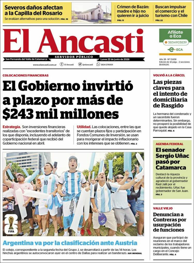 Portada de El Ancasti (Argentina)