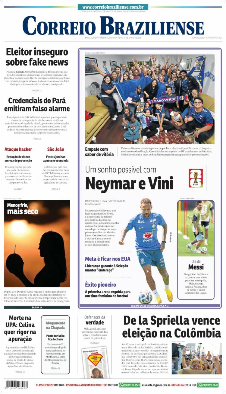 Portada de Correio Braziliense (Brasil)