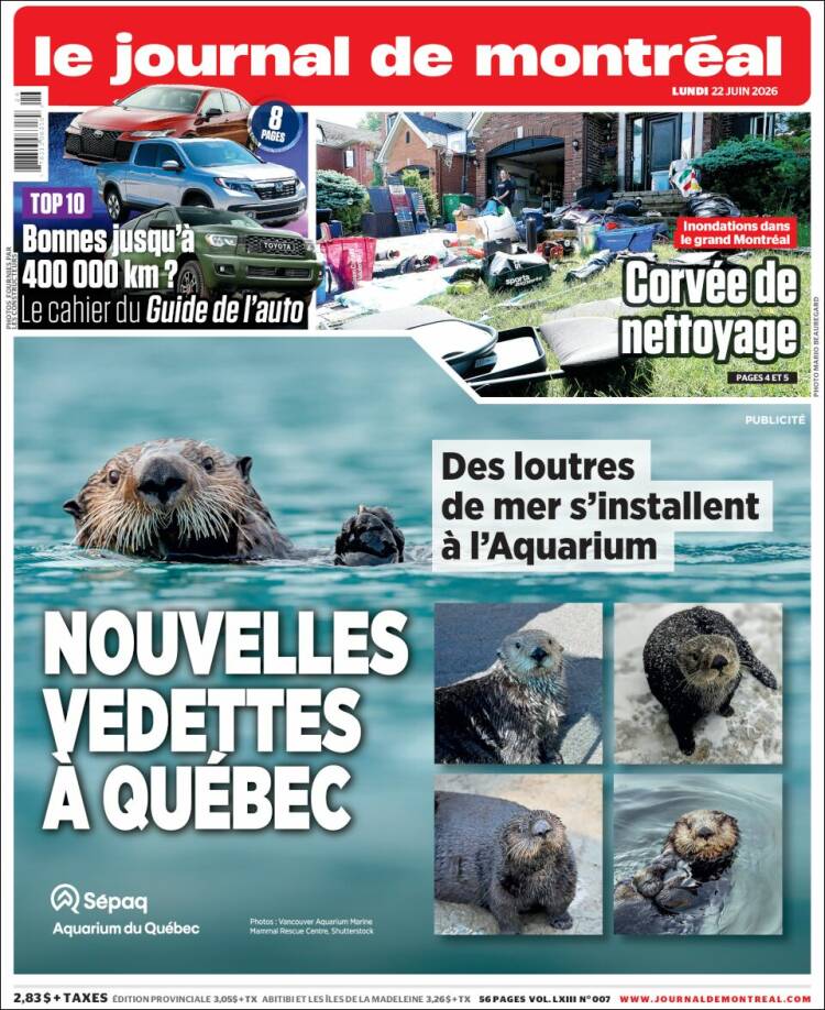 Portada de Le Journal de Montréal (Canad&aacute;)