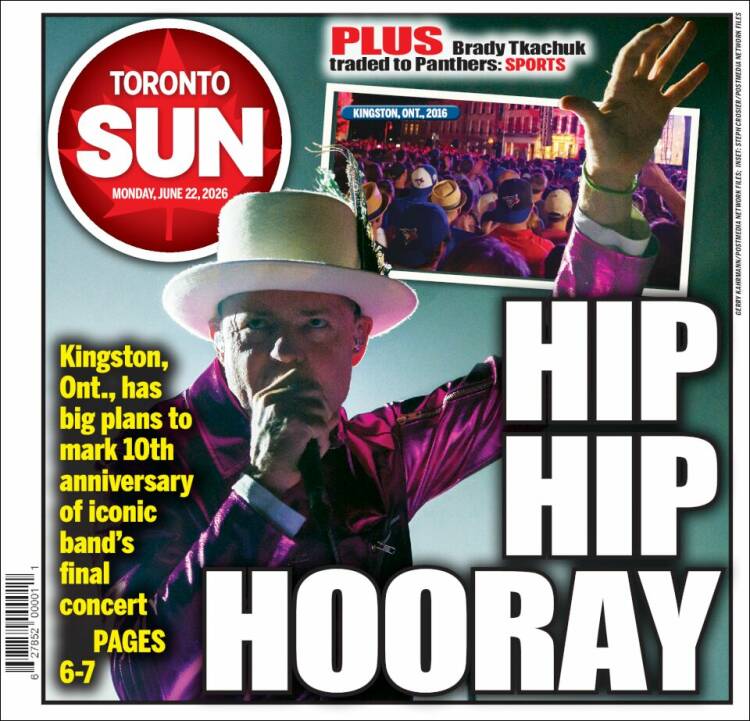 Portada de The Toronto Sun (Canad&aacute;)
