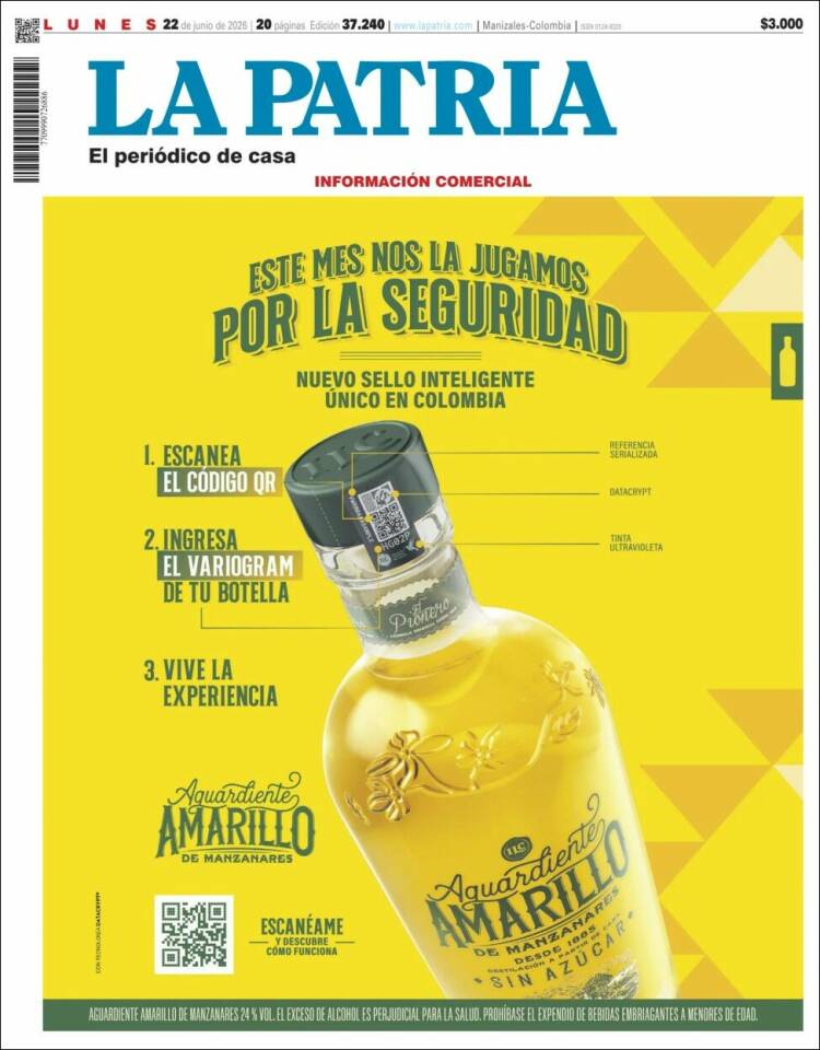 Portada de La Patria (Colombia)