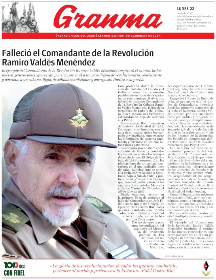 Portada de Granma (Cuba)
