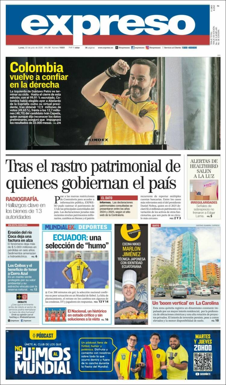 Portada de Expreso (Ecuador)