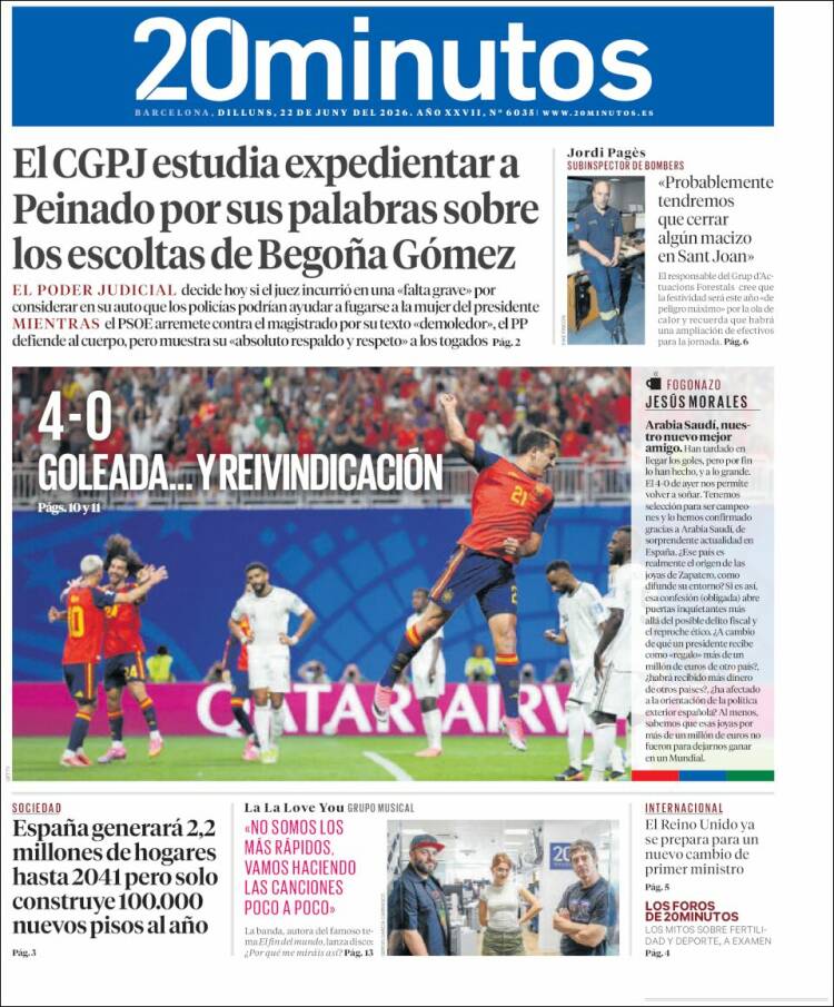 Portada de 20 Minutos - Barcelona (Espa&ntilde;a)