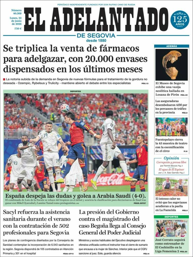 Portada de El Adelantado de Segovia (Espa&ntilde;a)