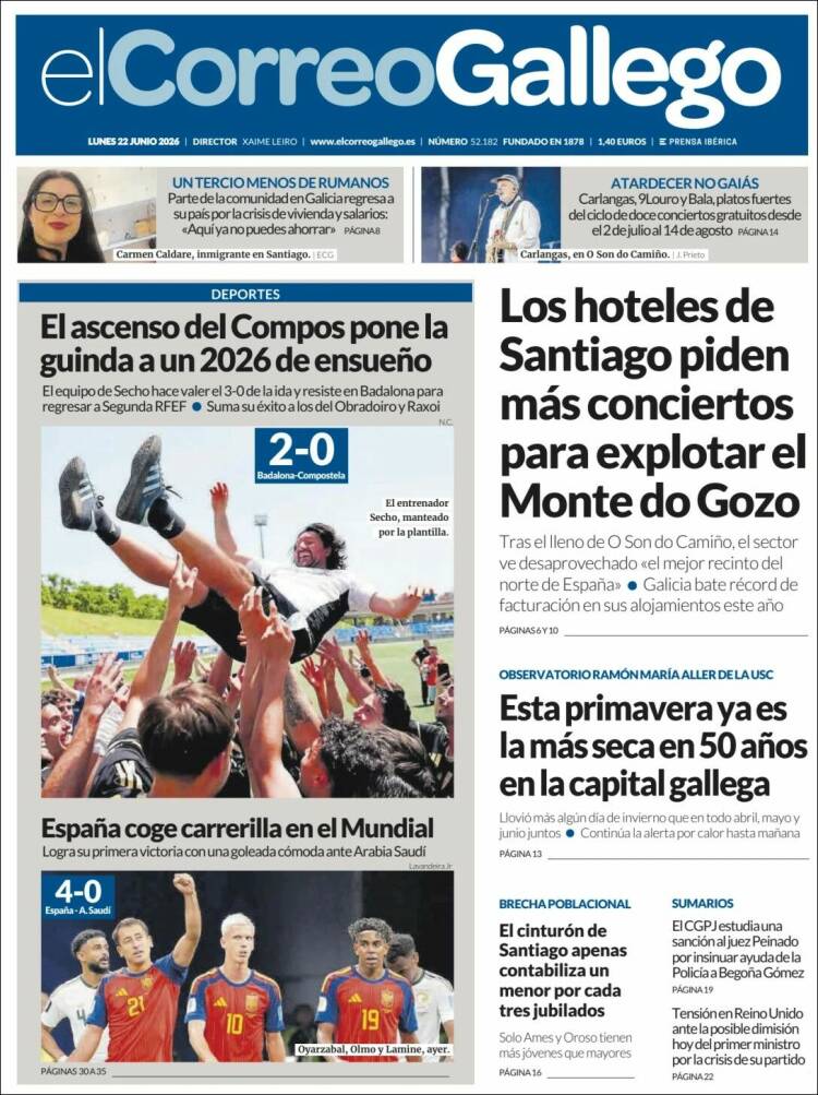 Portada de El Correo Gallego (Espa&ntilde;a)