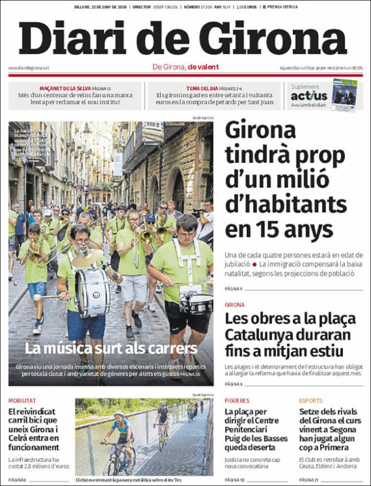 Portada de Diari de Girona (Espa&ntilde;a)