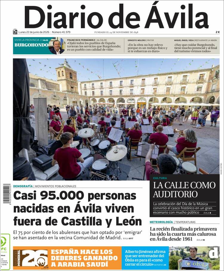 Portada de Diario de Ávila (Espa&ntilde;a)