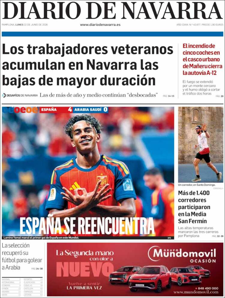 Portada de Diario de Navarra (Espa&ntilde;a)