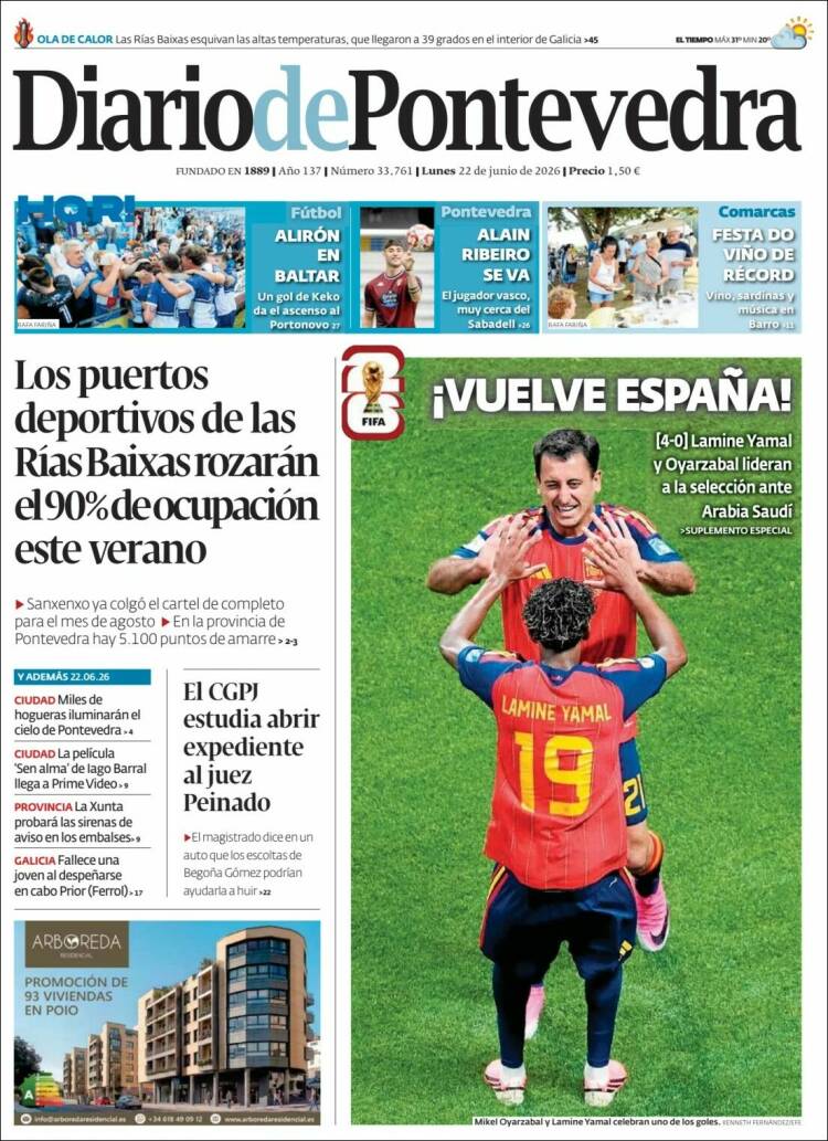 Portada de Diario de Pontevedra (Espa&ntilde;a)