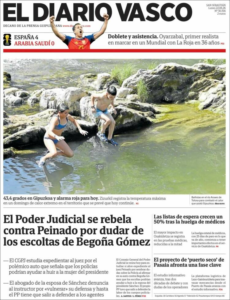 Portada de Diario Vasco (Espa&ntilde;a)