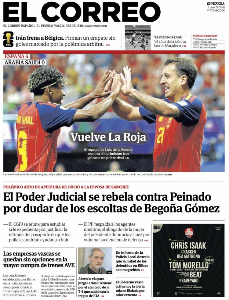 Portada de El Correo - Guipuzcoa (Espa&ntilde;a)