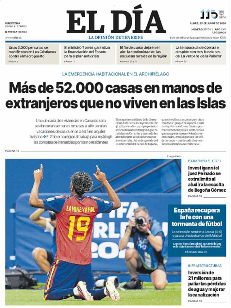 Portada de El Día (Espa&ntilde;a)