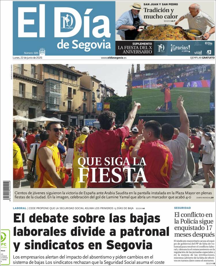 Portada de El Día de Segovia (Espa&ntilde;a)