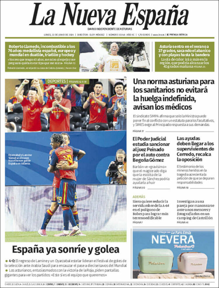 Portada de La Nueva España (Espa&ntilde;a)