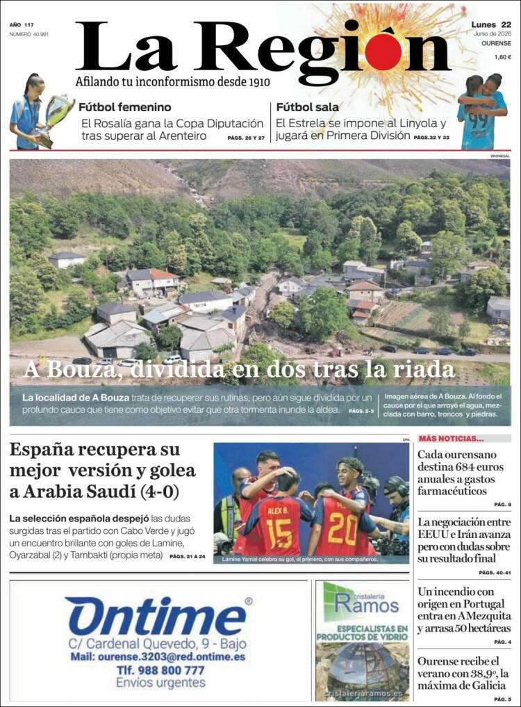 Portada de La Región de Ourense (Espa&ntilde;a)