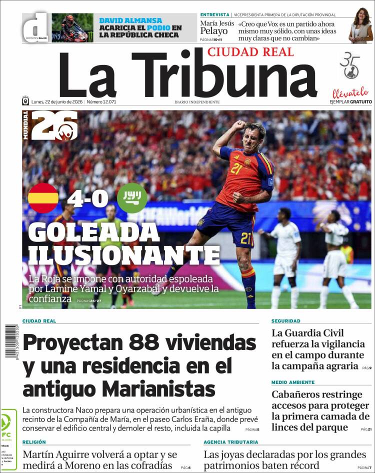 Portada de La Tribuna de Ciudad Real (Espa&ntilde;a)