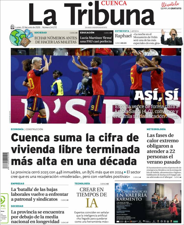 Portada de La Tribuna de Cuenca (Espa&ntilde;a)