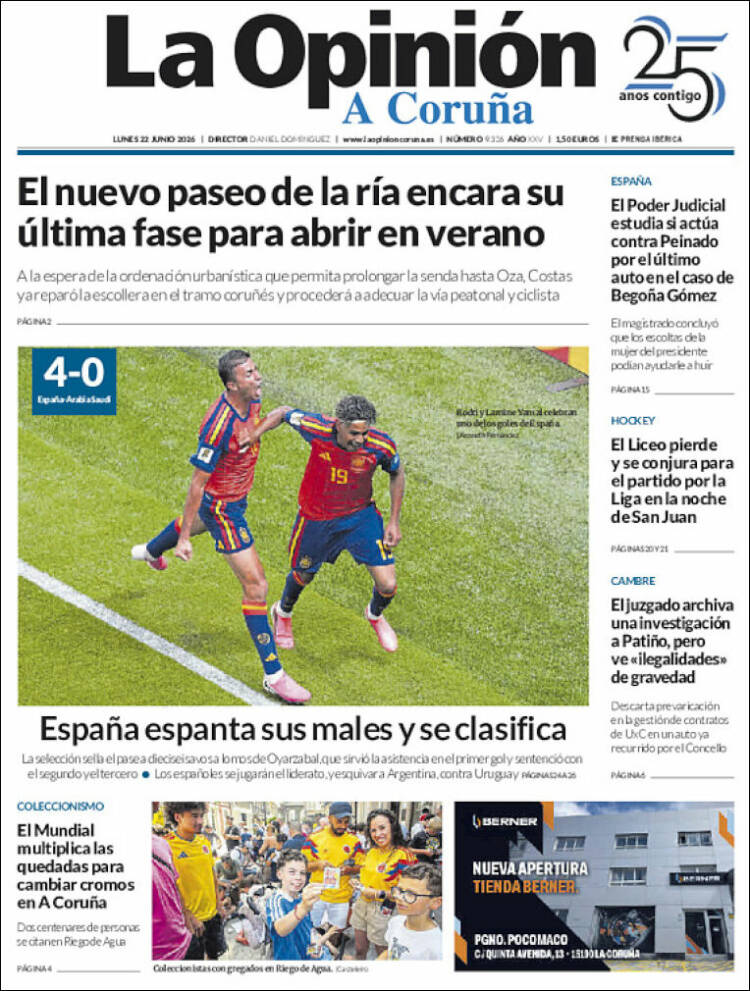Portada de La Opinión de A Coruña (Espa&ntilde;a)