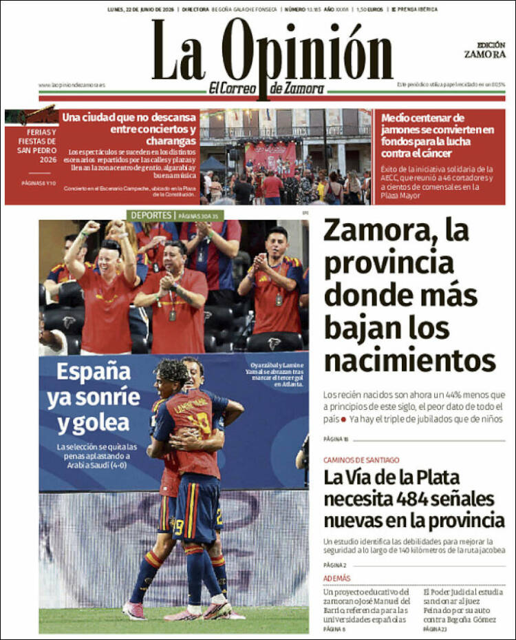 Portada de La Opinión - El Correo de Zamora (Espa&ntilde;a)