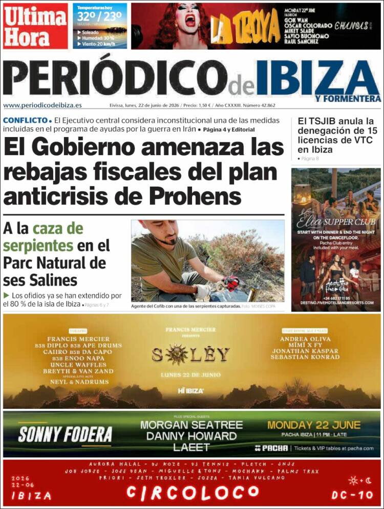 Portada de Periódico de Ibiza (Espa&ntilde;a)