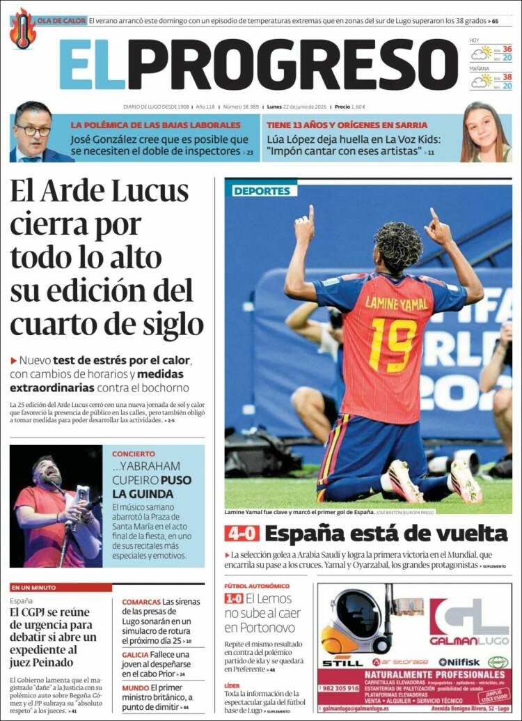 Portada de El Progreso (Espa&ntilde;a)