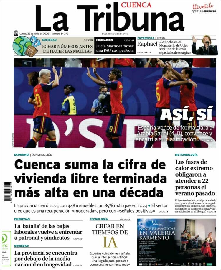 Portada de La Tribuna de Cuenca (Espa&ntilde;a)