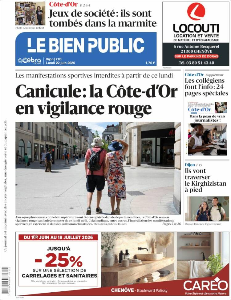 Portada de Le Bien Public (Francia)