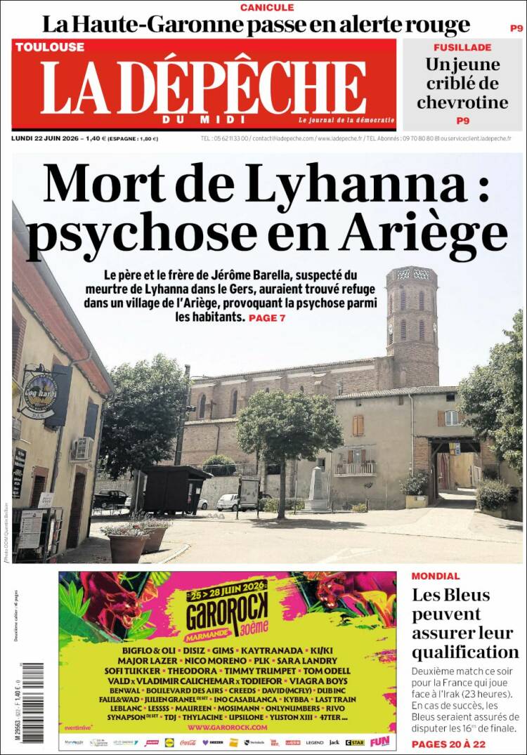 Portada de La Dépêche du Midi (Francia)