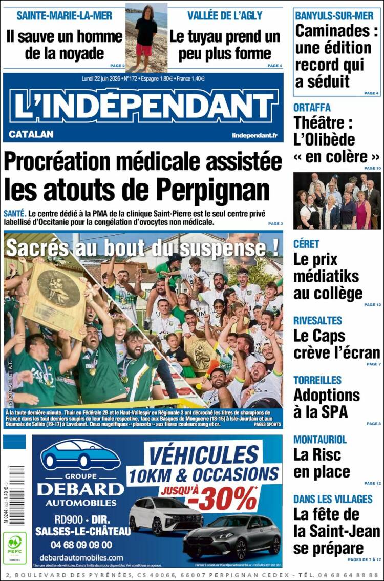Portada de Le Indépendant (Francia)