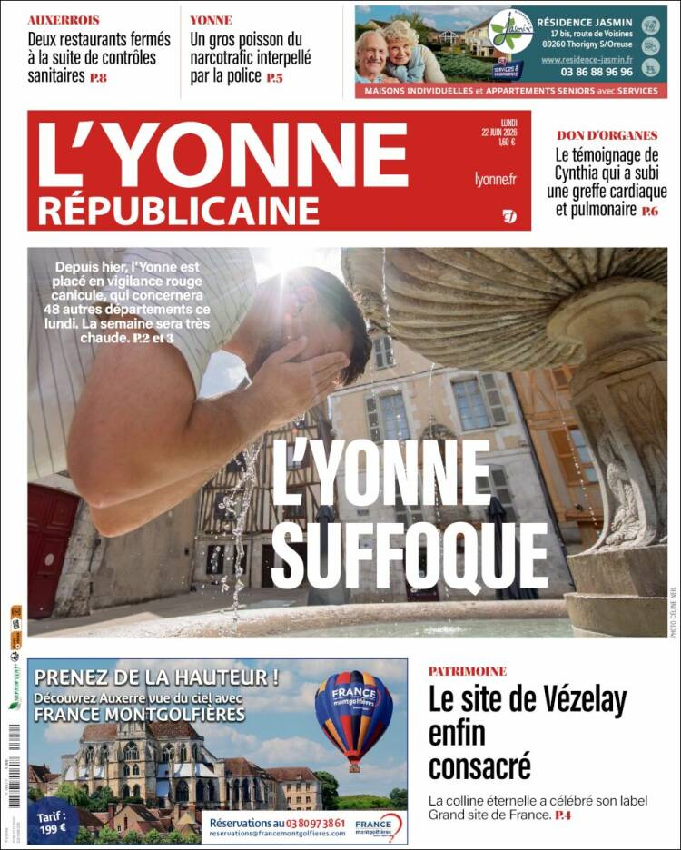 Portada de L'Yonne-Républicaine (Francia)