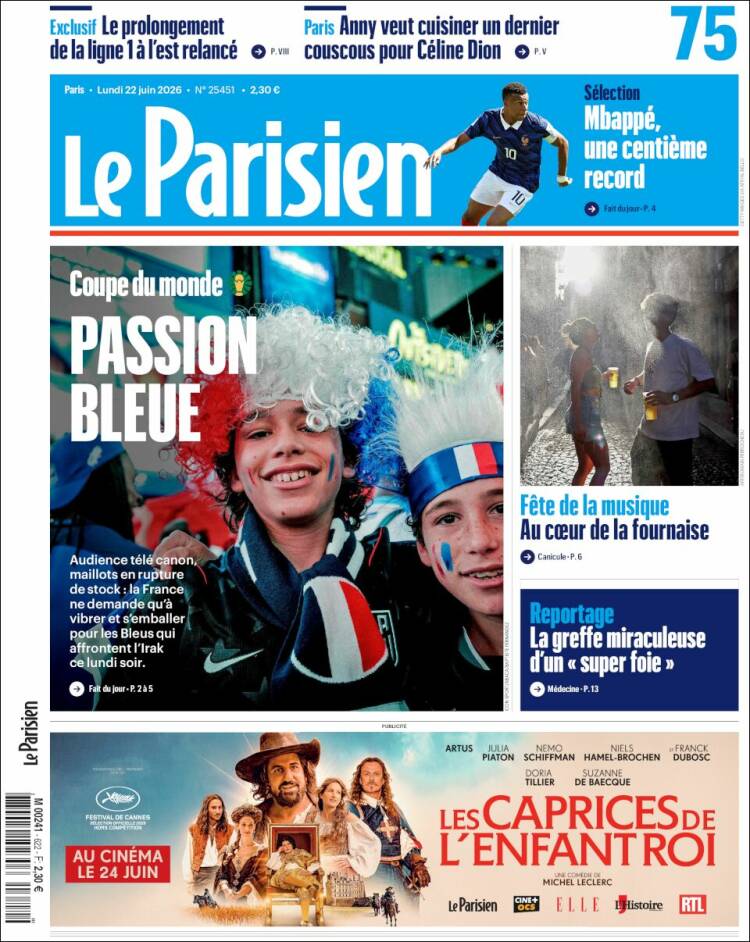 Portada de Le Parisien (Francia)