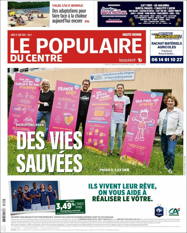 Portada de Le Populaire du Centre (Francia)