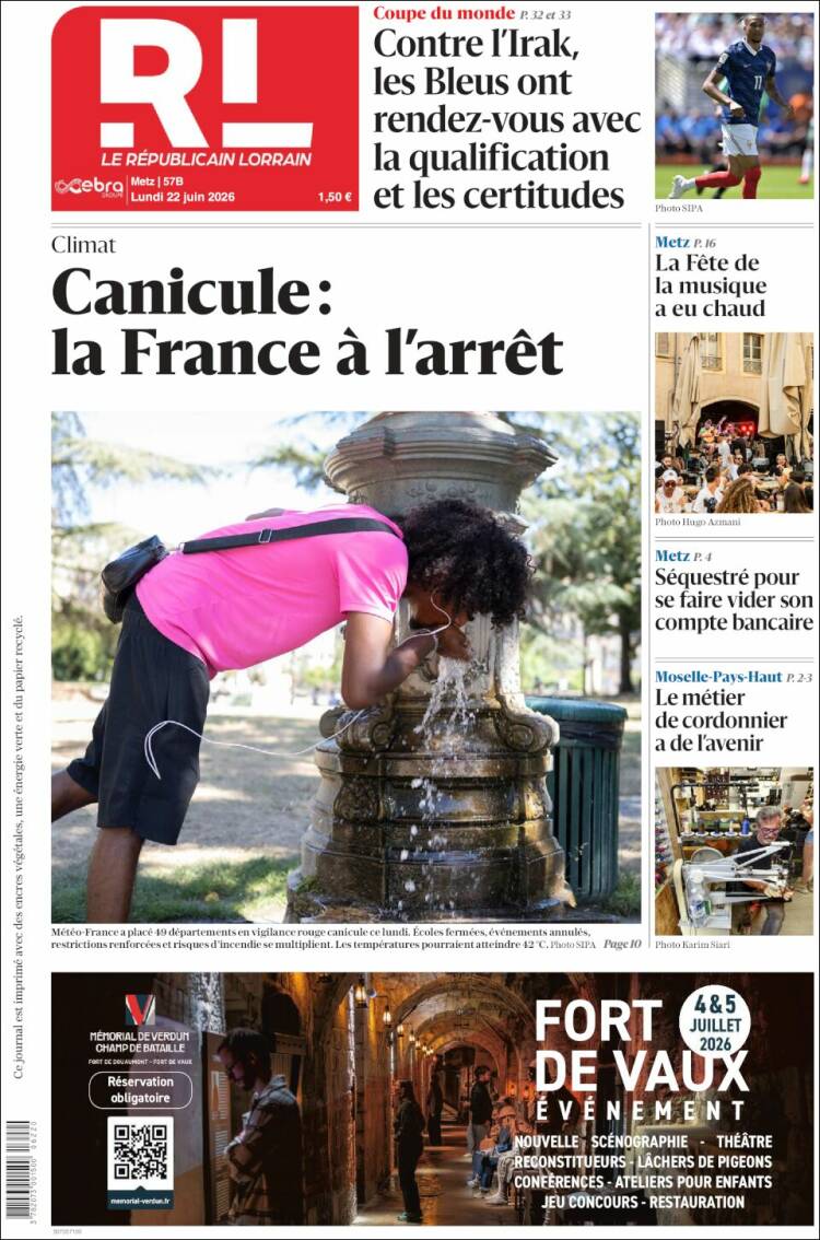 Portada de Le Republicain Lorrain (Francia)